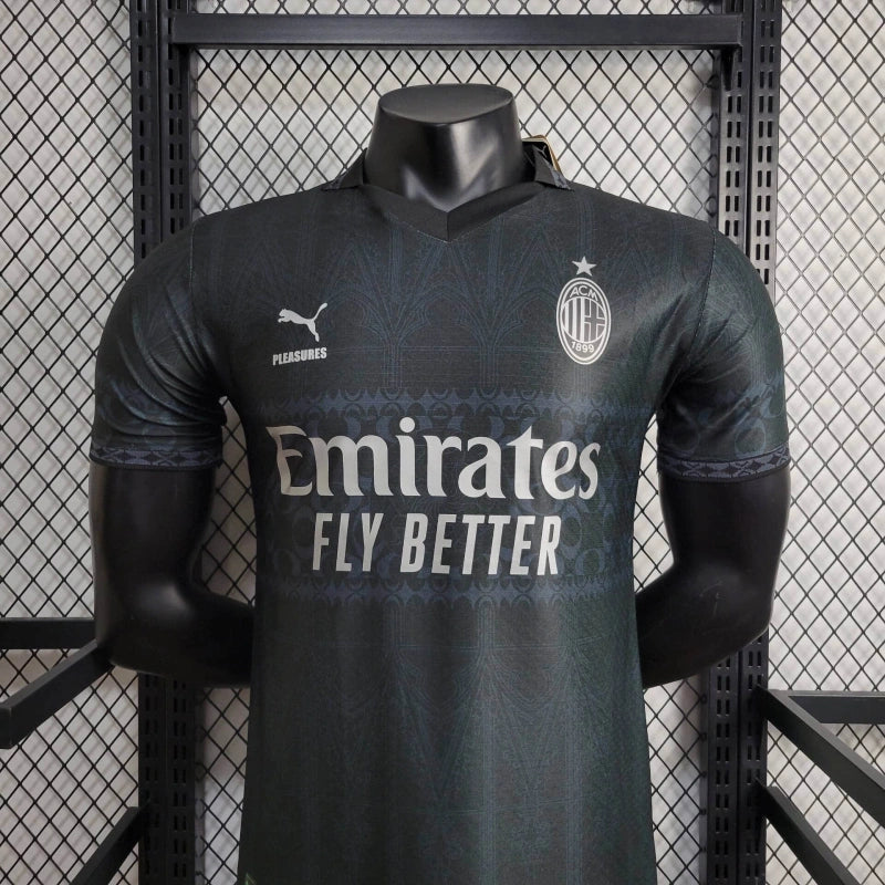 Camiseta AC Milán "Pleasures" Negra 2023/24 Versión Jugador