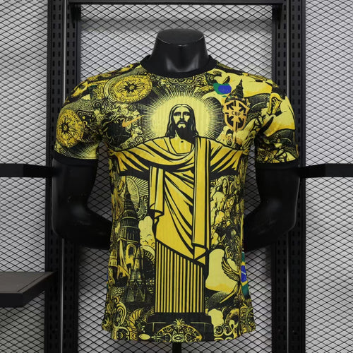 Camiseta Brasil Edición Especial Amarilla "Cristo Redentor" 2024 Versión Jugador