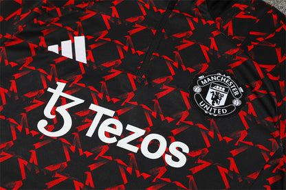 Buzo Completo Manchester United Negro Rojo Detalles