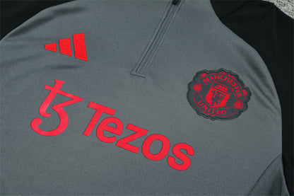 Buzo Completo con Cierre Manchester United Gris Diseño Rojo