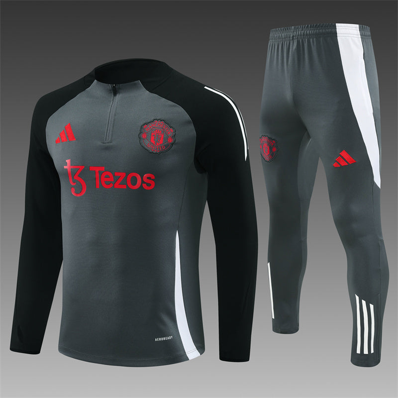 Buzo Completo con Cierre Manchester United Gris Diseño Rojo