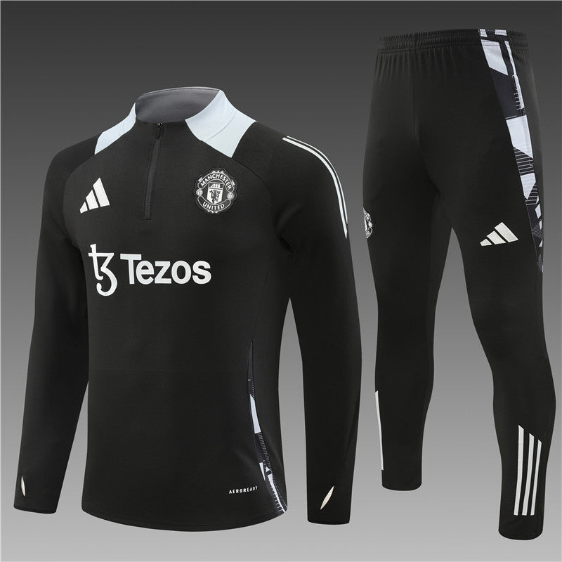 Buzo Completo Manchester United Negro Blanco