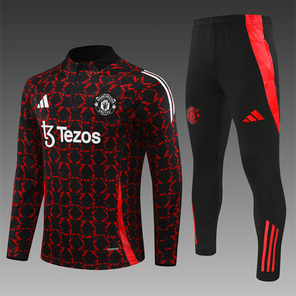Buzo Completo Manchester United Negro Rojo Detalles