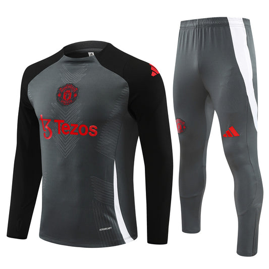 Buzo Completo Manchester United Gris Diseño Rojo