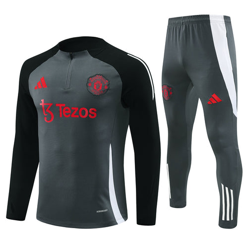 Buzo Completo con Cierre Manchester United Gris Diseño Rojo