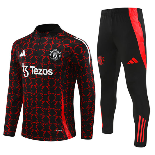 Buzo Completo Manchester United Negro Rojo Detalles