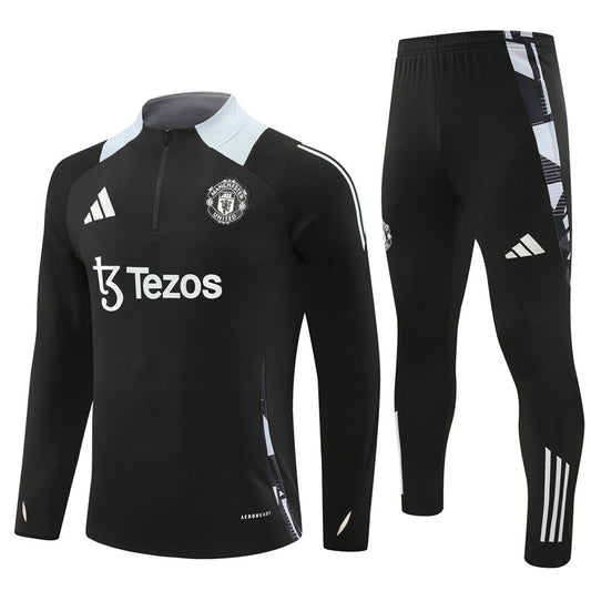 Buzo Completo Manchester United Negro Blanco