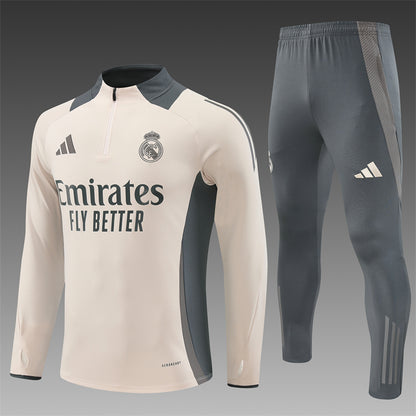 Buzo Completo Real Madrid Crema Con Cierre