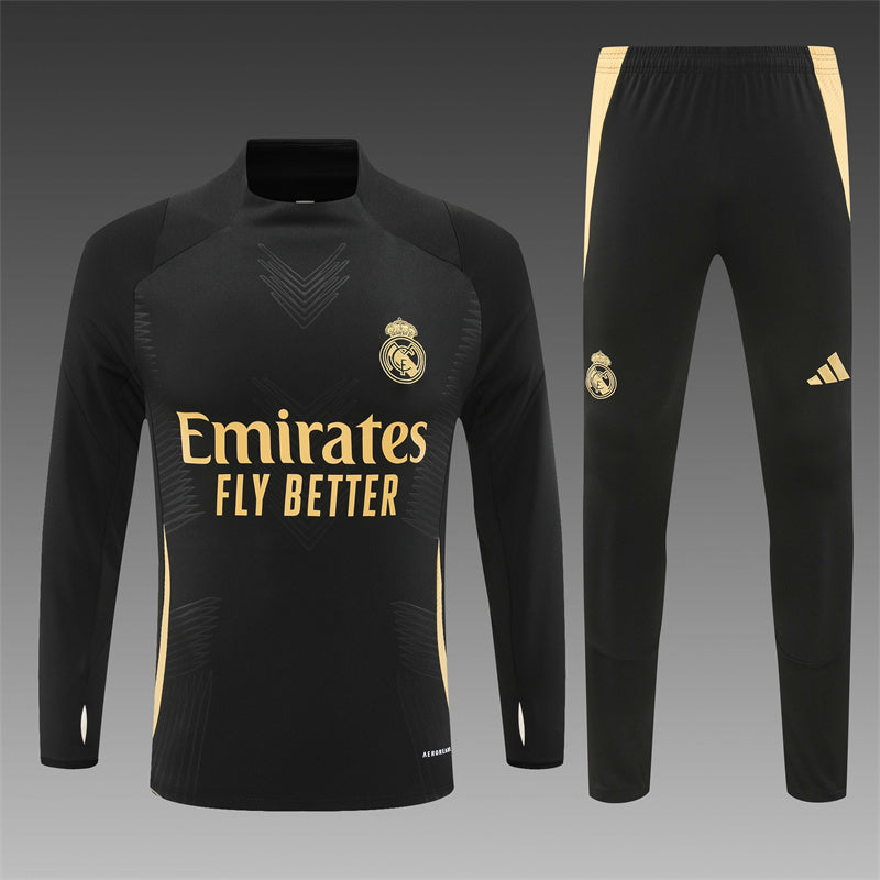 Buzo Completo Real Madrid Negro Diseño Dorado