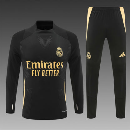 Buzo Completo Real Madrid Negro Diseño Dorado