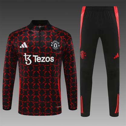 Buzo Completo Manchester United Negro Rojo Detalles