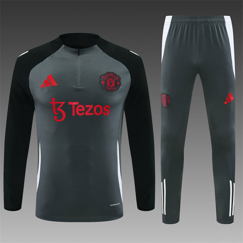 Buzo Completo con Cierre Manchester United Gris Diseño Rojo