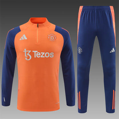 Buzo Completo Manchester United Naranja Azul
