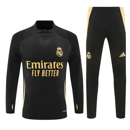 Buzo Completo Real Madrid Negro Diseño Dorado