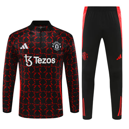 Buzo Completo Manchester United Negro Rojo Detalles
