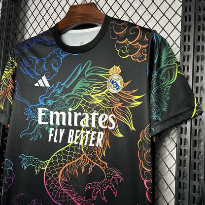 Camiseta Real Madrid Edición Especial Negro "Dragón-Arcoíris" 2024/25 Versión Fan