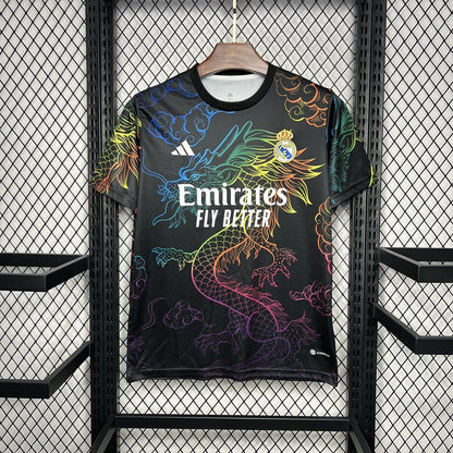 Camiseta Real Madrid Edición Especial Negro "Dragón-Arcoíris" 2024/25 Versión Fan