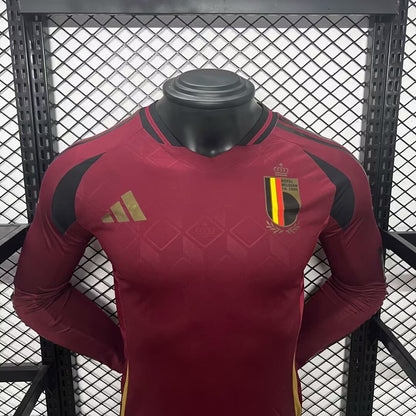 Camiseta Bélgica Local 2024 Versión Jugador Manga Larga