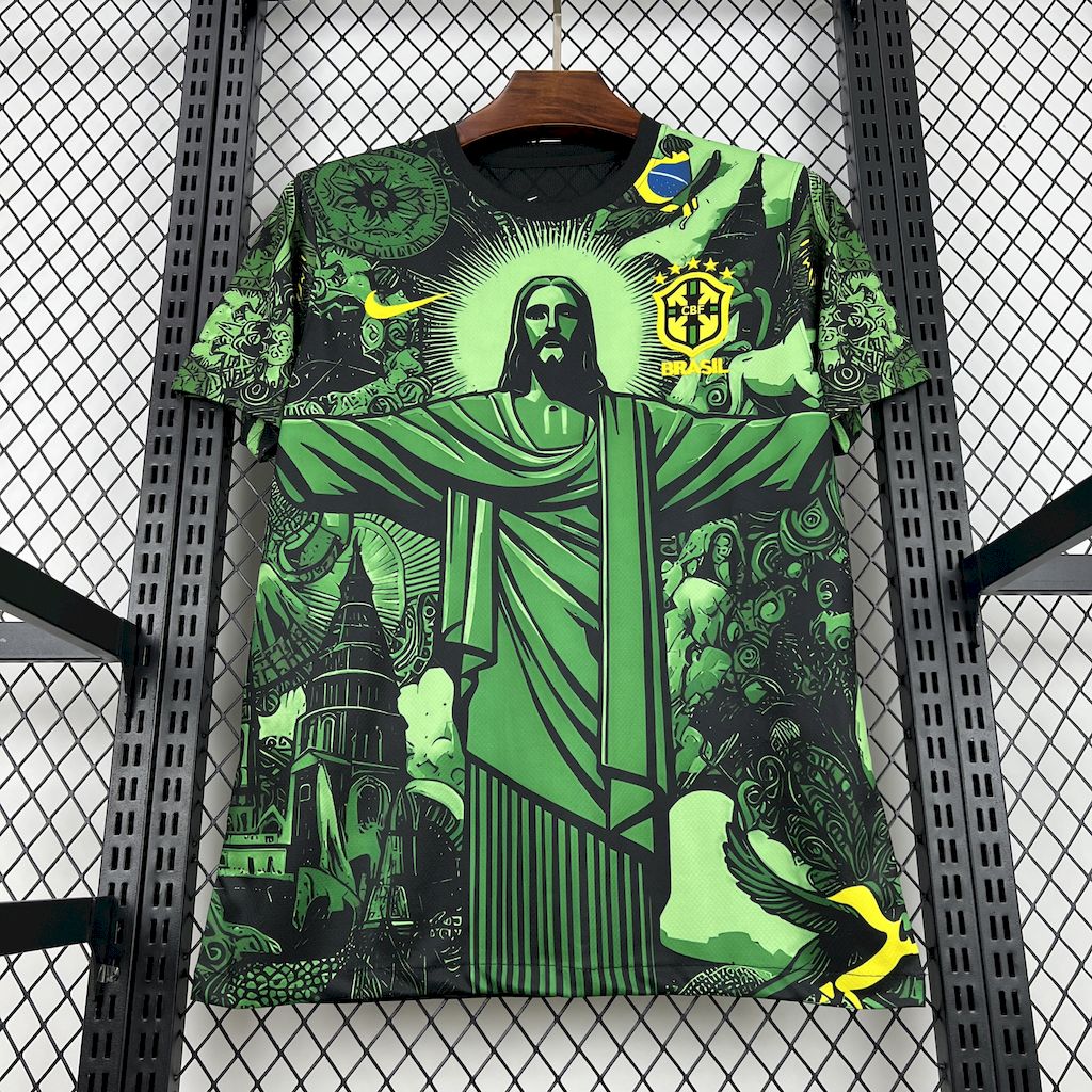 Camiseta Brasil "Edición Cristo Redentor Verde" 2024 Versión Fan