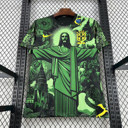 Camiseta Brasil "Edición Cristo Redentor Verde" 2024 Versión Fan