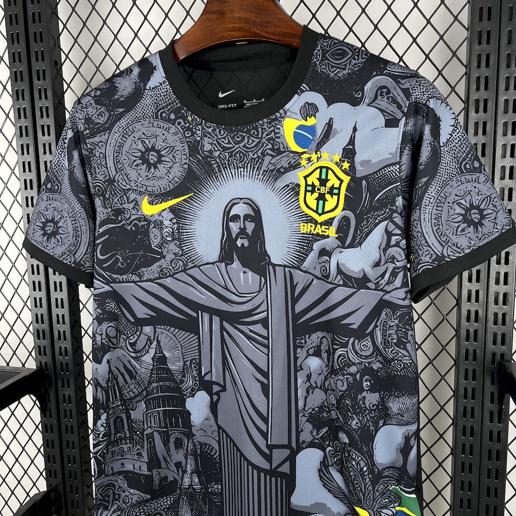 Camiseta Brasil "Edición Cristo Redentor Gris" 2024 Versión Fan