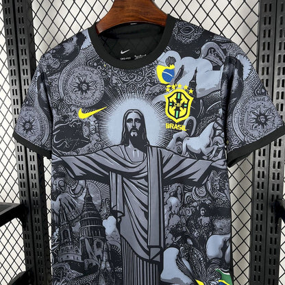 Camiseta Brasil "Edición Cristo Redentor Gris" 2024 Versión Fan