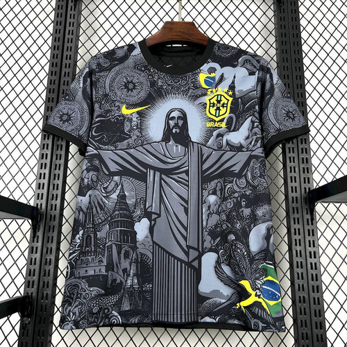 Camiseta Brasil "Edición Cristo Redentor Gris" 2024 Versión Fan