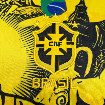 Camiseta Brasil "Edición Cristo Redentor Amarilla" 2024 Versión Fan