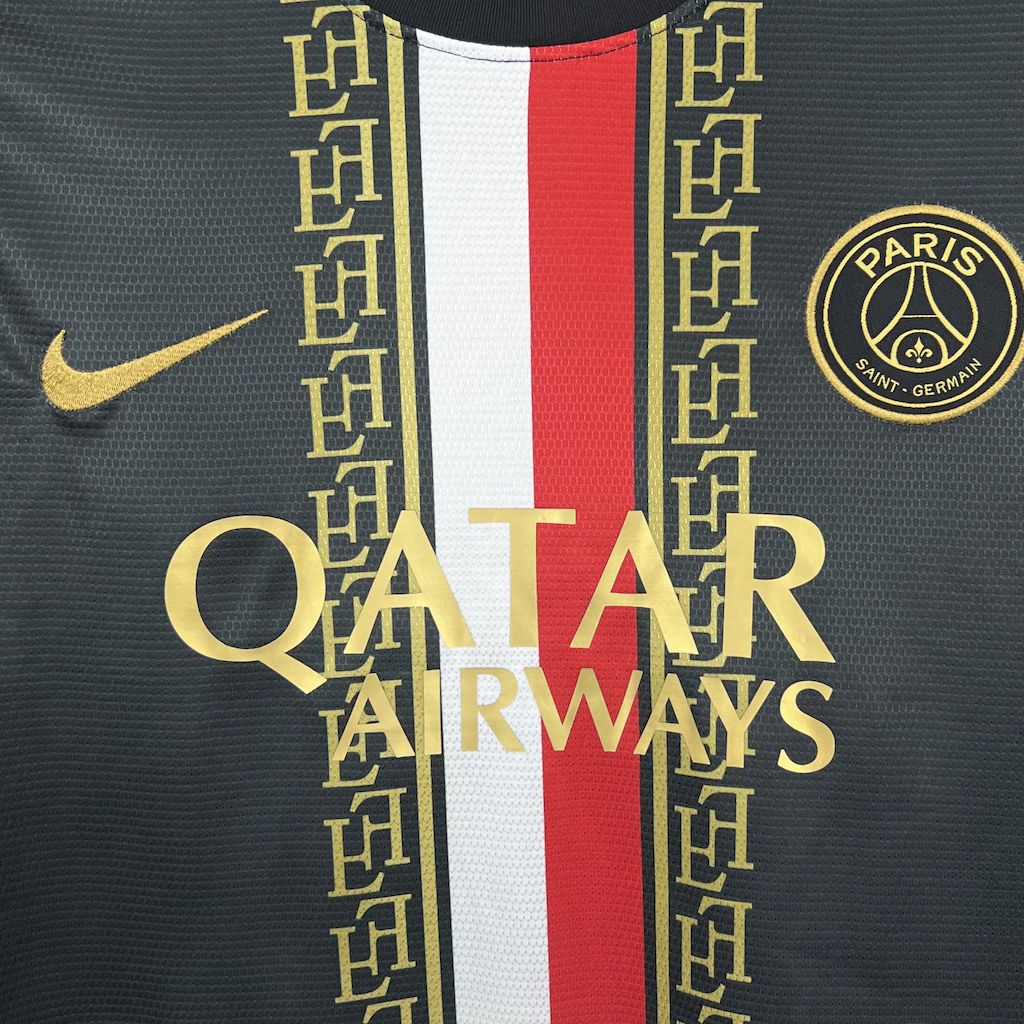 Camiseta Paris Saint-Germain "Negro y Dorado" 2025/26 Versión Fan