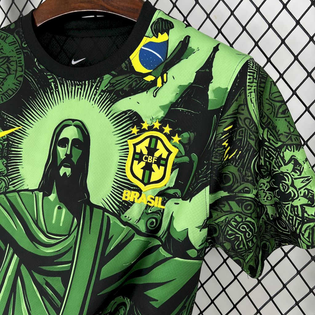 Camiseta Brasil "Edición Cristo Redentor Verde" 2024 Versión Fan