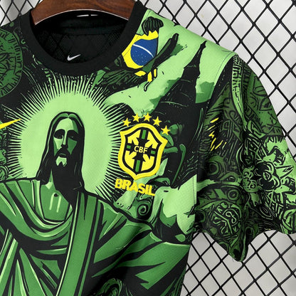Camiseta Brasil "Edición Cristo Redentor Verde" 2024 Versión Fan