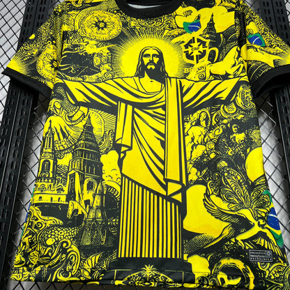 Camiseta Brasil "Edición Cristo Redentor Amarilla" 2024 Versión Fan