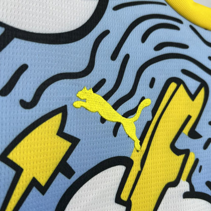 Camiseta Manchester City Edición Especial Azul y Blanco 2025/26 Versión Fan