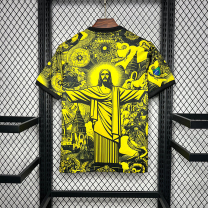 Camiseta Brasil "Edición Cristo Redentor Amarilla" 2024 Versión Fan