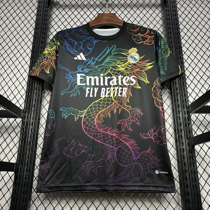 Camiseta Real Madrid Edición Especial Negro "Dragón-Arcoíris" 2024/25 Versión Fan