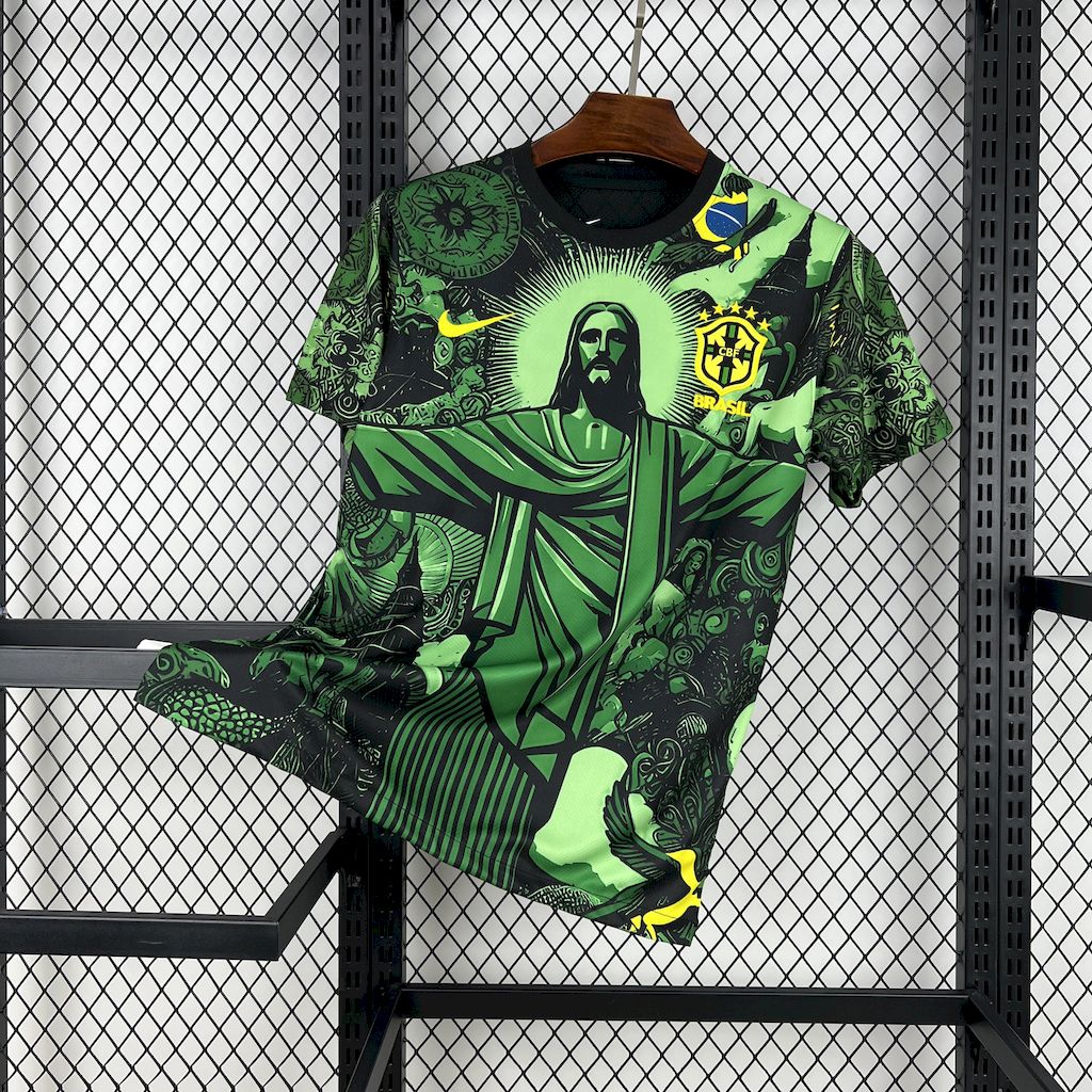 Camiseta Brasil "Edición Cristo Redentor Verde" 2024 Versión Fan