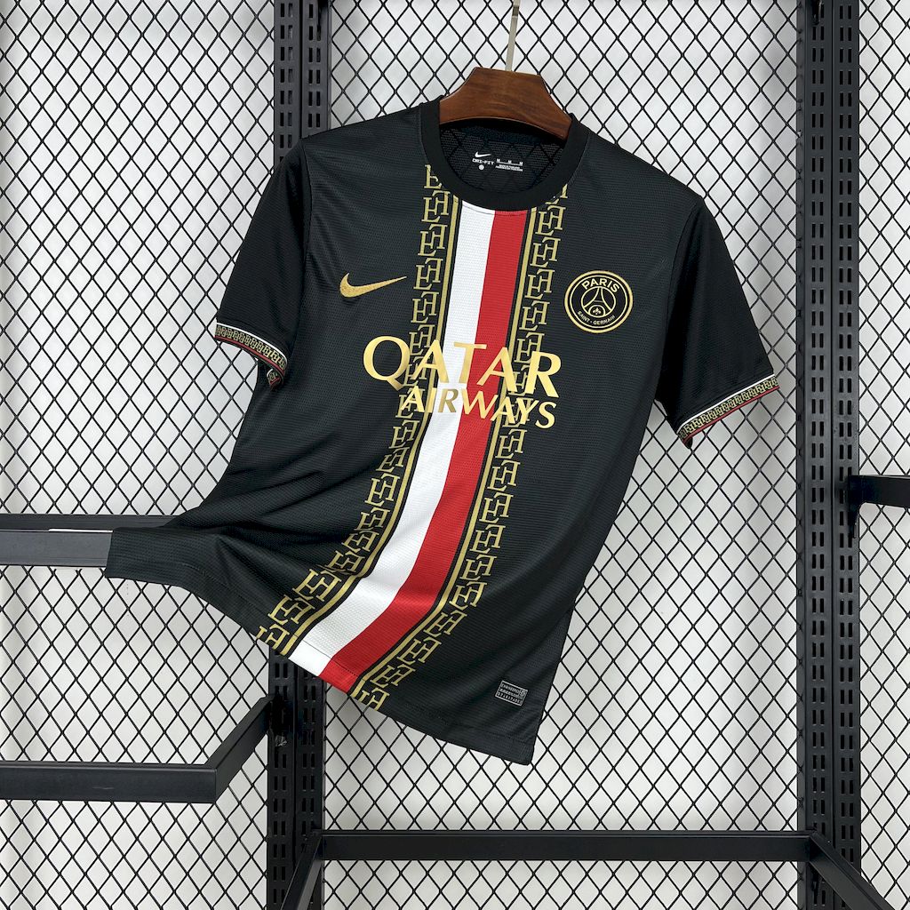Camiseta Paris Saint-Germain "Negro y Dorado" 2025/26 Versión Fan