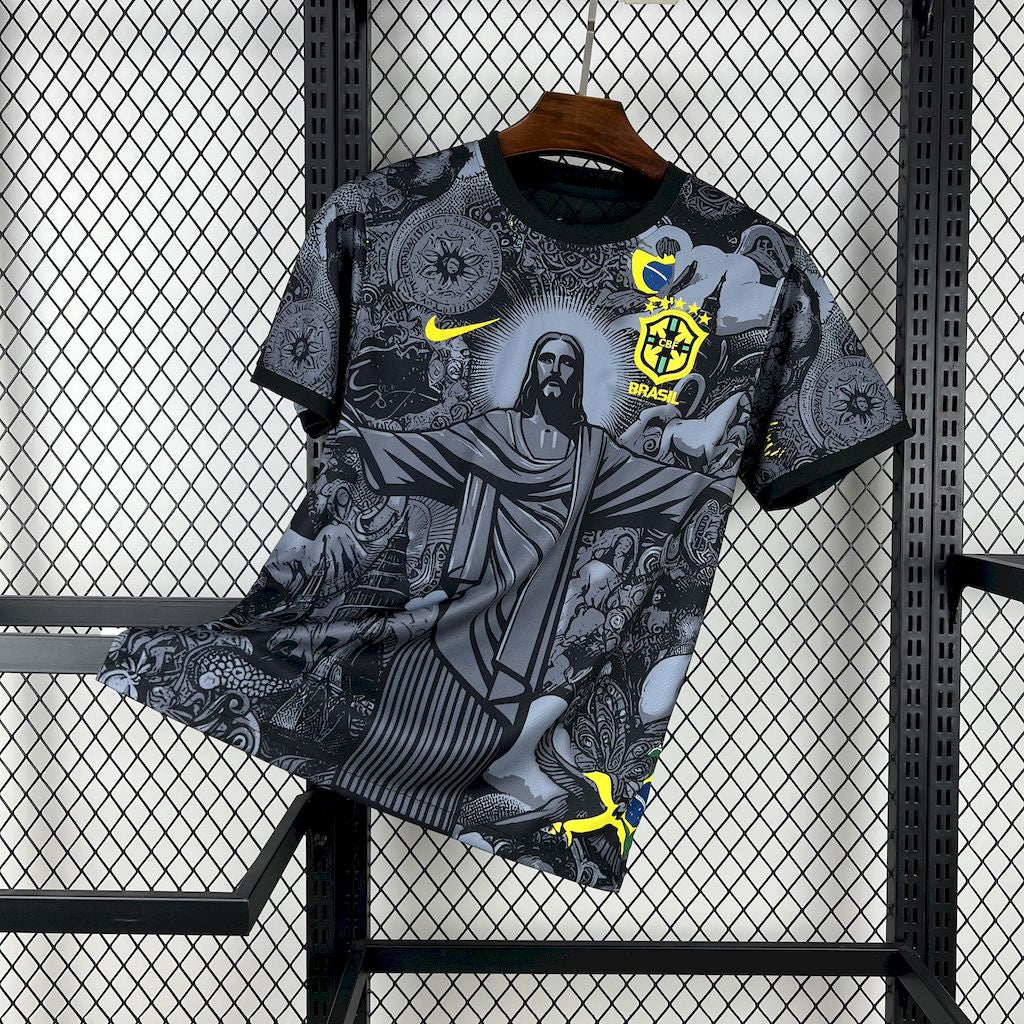 Camiseta Brasil "Edición Cristo Redentor Gris" 2024 Versión Fan
