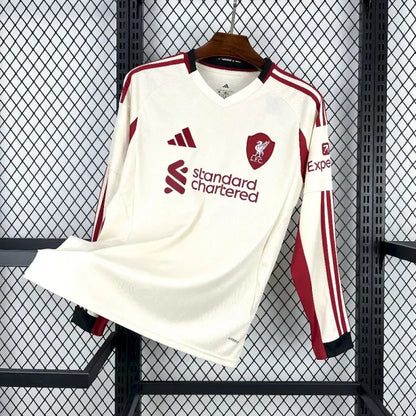 Camiseta Liverpool Visita Manga Larga 2025/26 Versión Fan