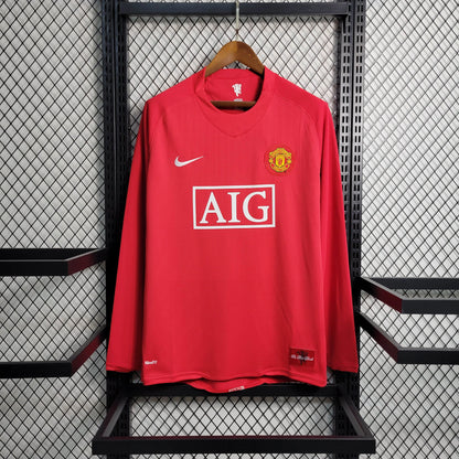 Camiseta Manchester United Retro Local Manga Larga 2007/08