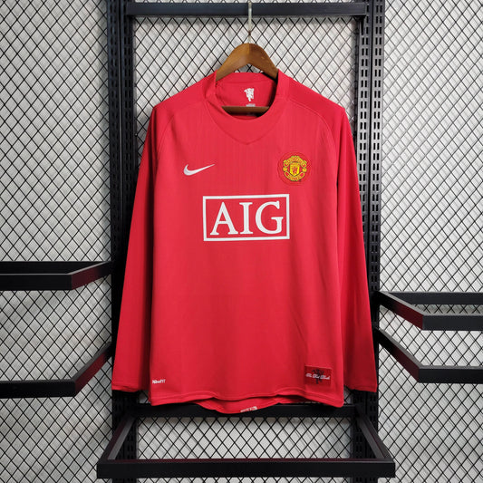Camiseta Manchester United Retro Local Manga Larga 2007/08