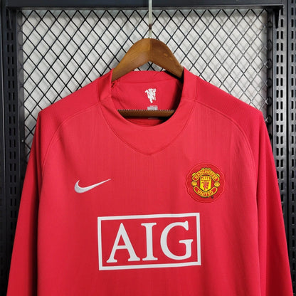 Camiseta Manchester United Retro Local Manga Larga 2007/08