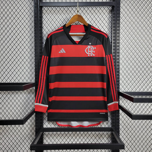 Camiseta Flamengo Local Manga Larga 2024 Versión Fan