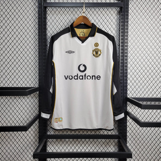 Camiseta Manchester United Retro Manga Larga 100 Aniversario Blanca