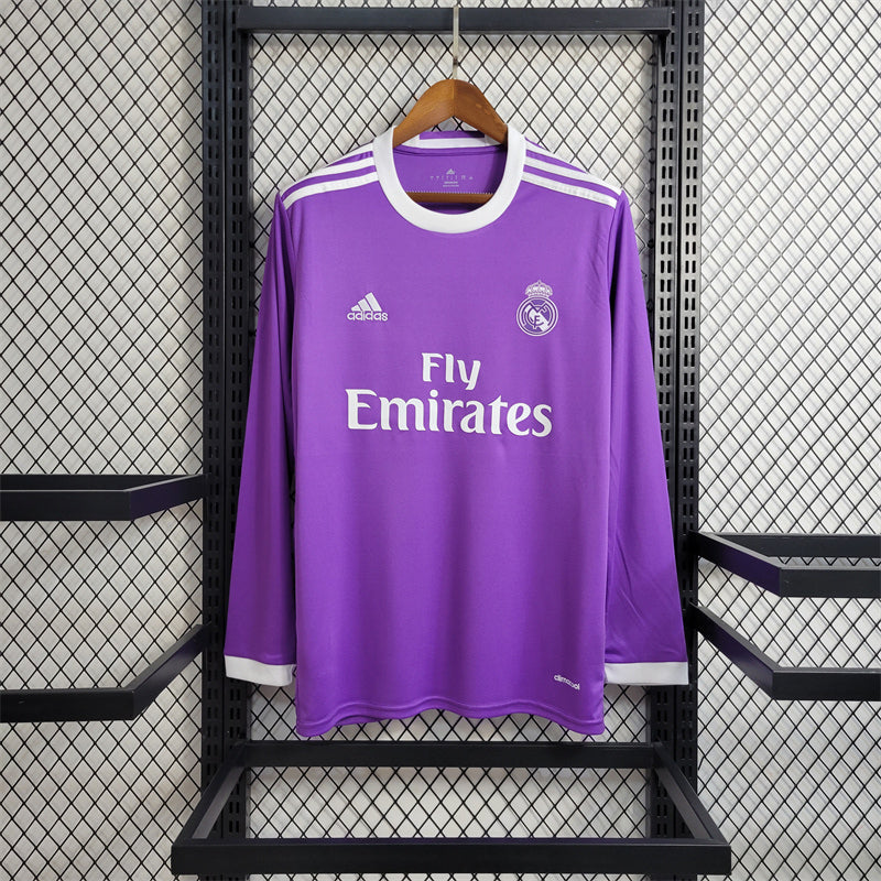 Camiseta Real Madrid Visita Manga Larga Retro 2016/17