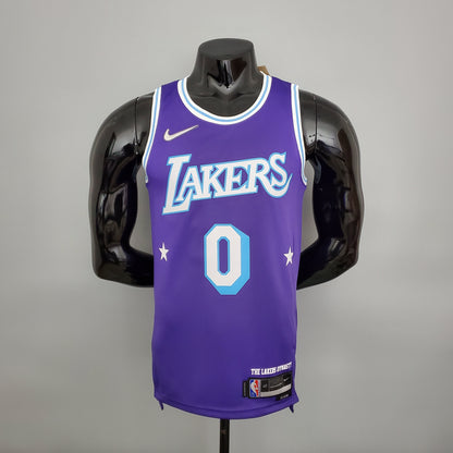 Camiseta LA Lakers Aniversario 75 Morada 2022 Versión Fan