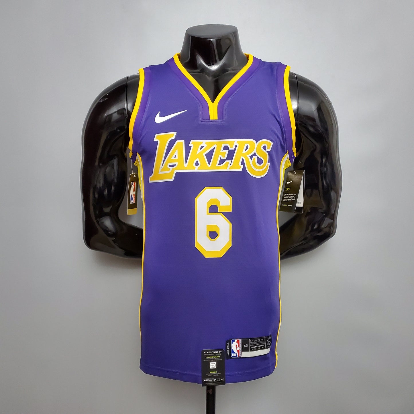 Camiseta LA Lakers Morada Cuello en V Versión Fan
