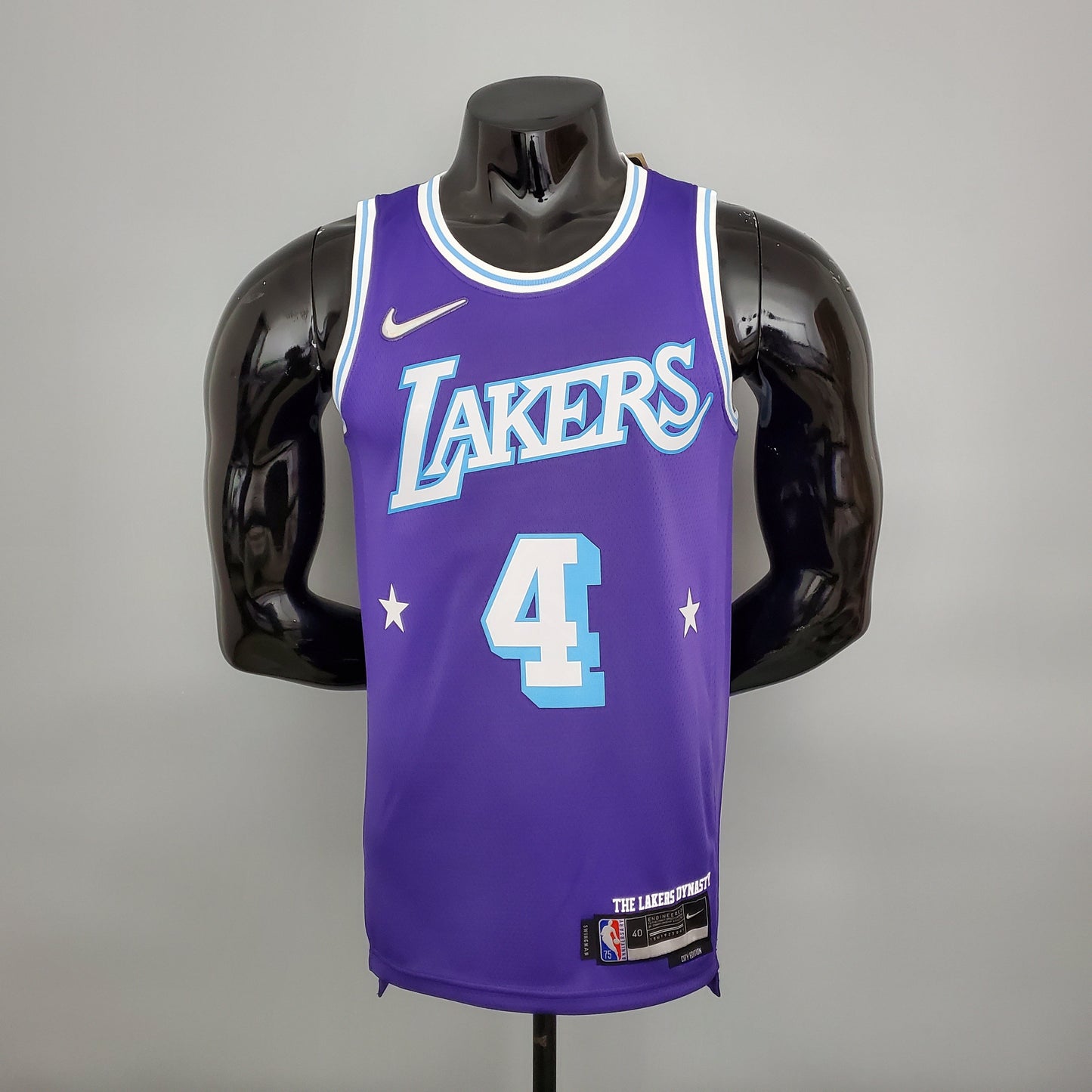 Camiseta LA Lakers Aniversario 75 Morada 2022 Versión Fan