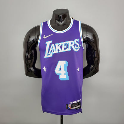 Camiseta LA Lakers Aniversario 75 Morada 2022 Versión Fan