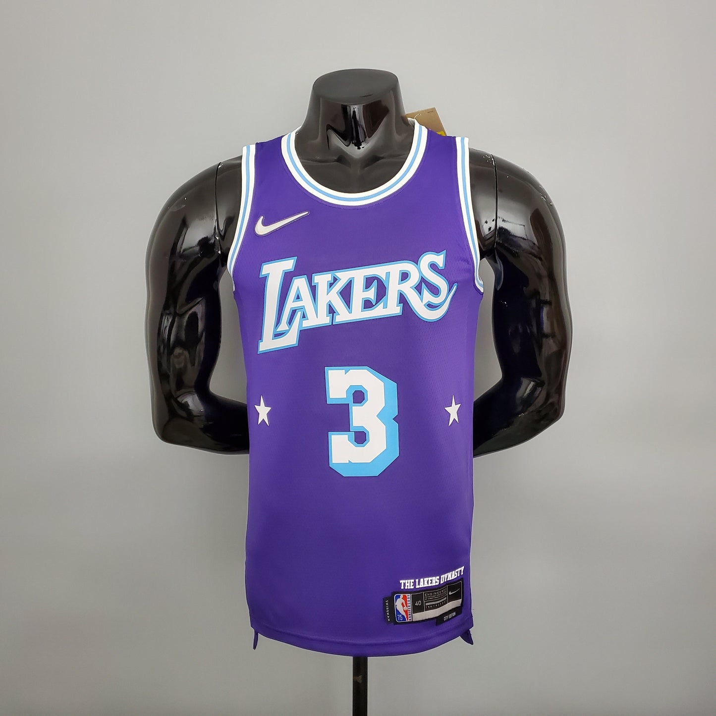 Camiseta LA Lakers Aniversario 75 Morada 2022 Versión Fan